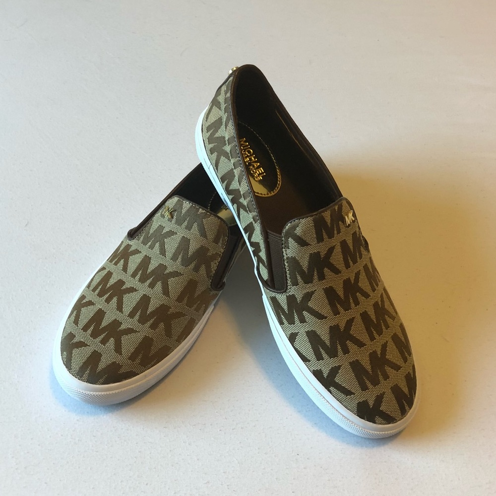 Michael Kors Brown Monogram Slip-On Shoes